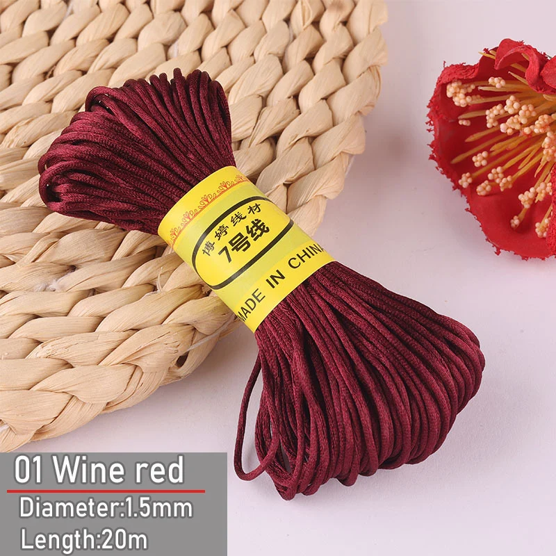 Bulk Nylon Satin Cord for DIY Knotting and Jewelry Making - 1.5mm Thickness