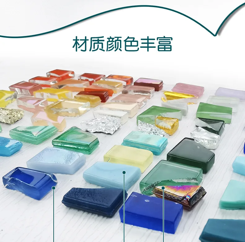 Description Picture 3 of item100g Clear Glass Mosaic Tiles Multi Color Mosaic Piece DIY Mosaic Making Stones for Craft Hobby Arts Home Wall Decoration arte