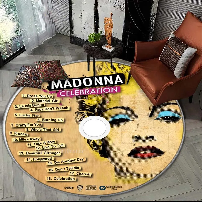 Album M-Madonna Area Tappeto Film Cd Dvd 3D Stampato Rotondo Tappetino Soggiorno Tappeto Bagno Cucina Tappeto Zerbino