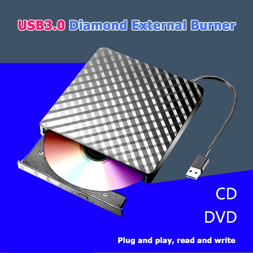 휴대용 노트북 광학 드라이브, 범용 USB 3.0, 외장 DVD 버너 CD/DVD ROM CD RW 플레이어, 녹음기 화이트