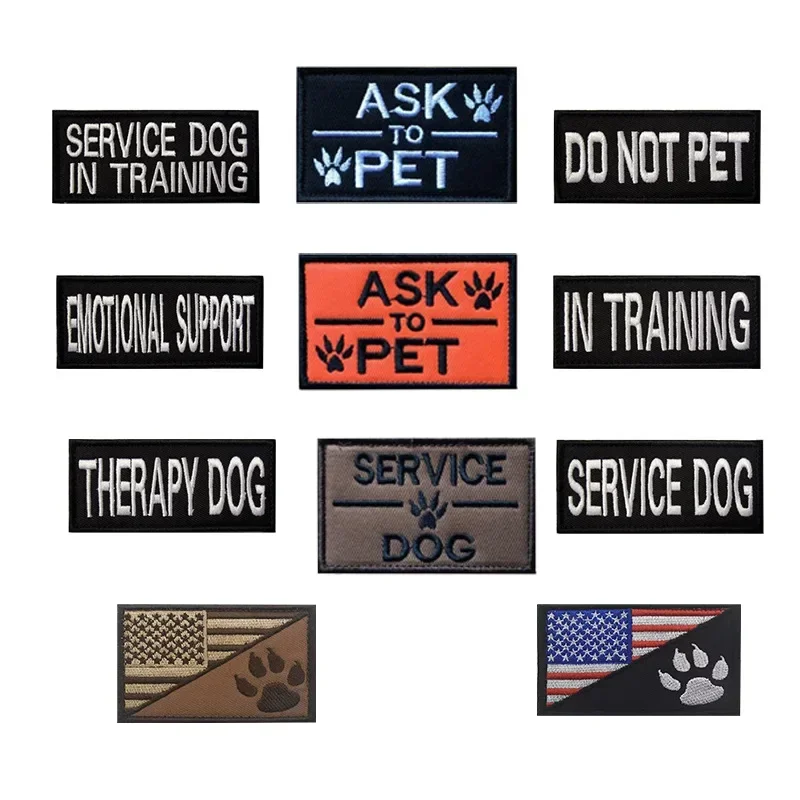 Service Dog Vest Patch Badge Tactical Hook Embroidery Patches Decorative  Clothes Accessories Removable Insignia