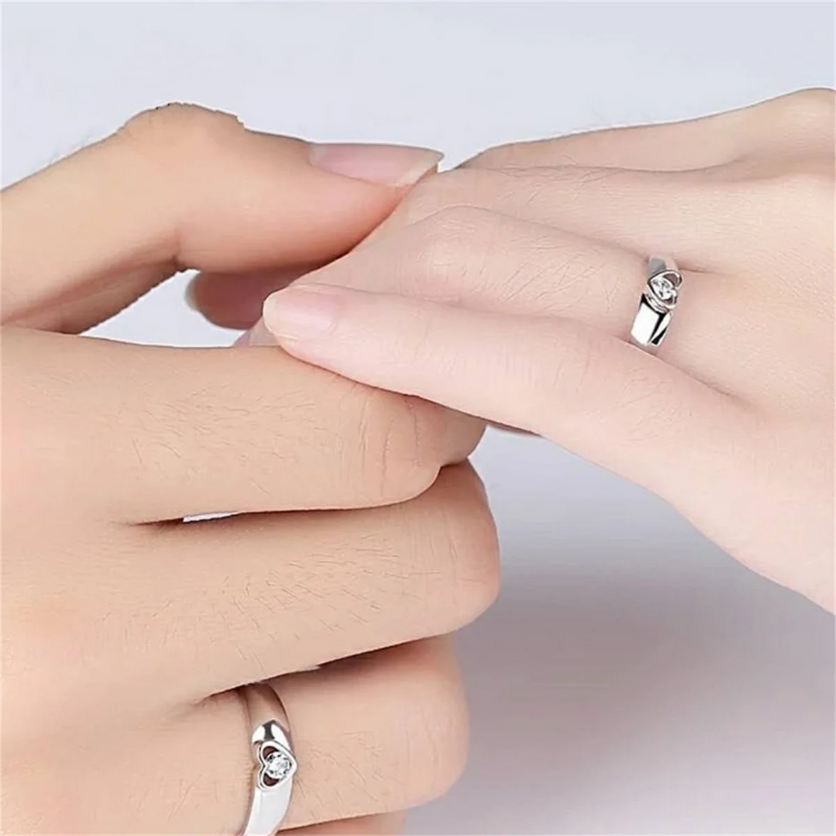 Zircon Rings Cross Rings Wedding Rings Couple Rings Finger Rings 2Pcs Silver Zircon Crown Cross Couple Rings