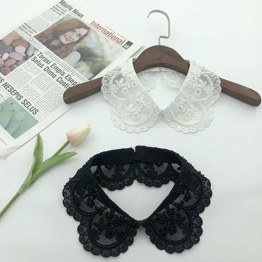 

Women Floral Faux Cols Hollow Out Shirt Detachable Collar for Women Necklace False Collar Neckwear Half Shirt Fake Collar