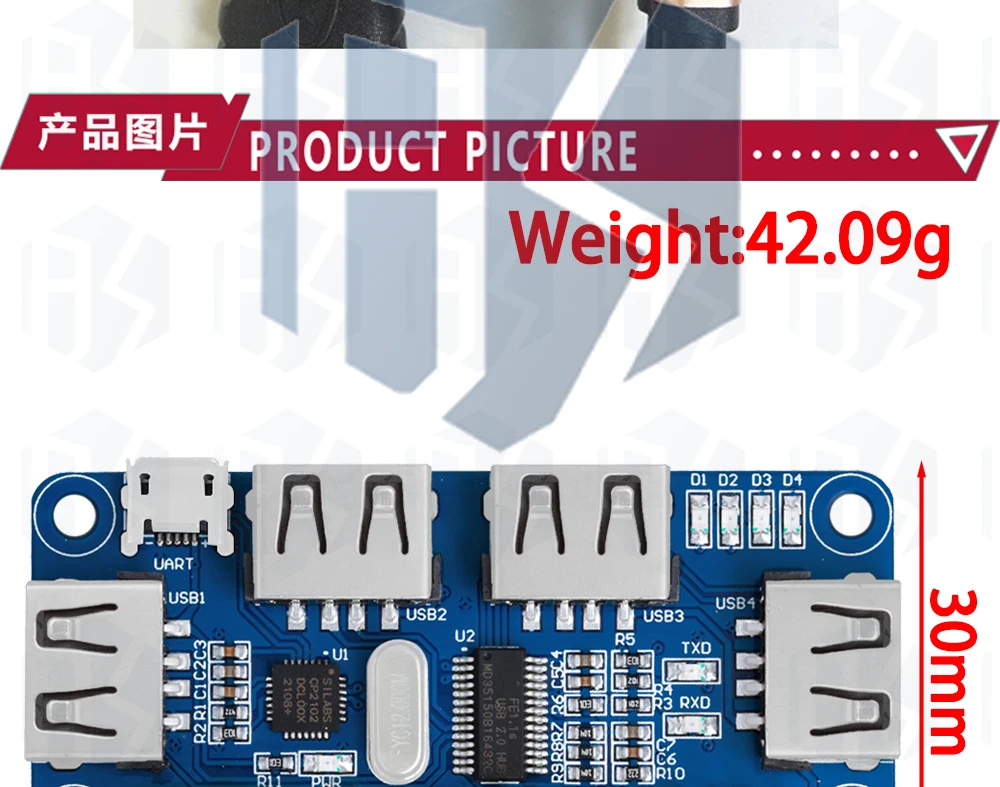 1 ~ 4PCS EGBO 4 Ports USB HUB HAT Für Raspberry Pi 3/2/Zero W Extension Board USB zu UART Für Serielle Debugging Kompatibel Mit – Detail 7