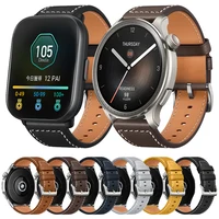 Leather 20mm 22mm Watch Strap For Huami AMAZFIT GTR 4 3 Pro 47mm Strap AMAZFIT GTS 4 3 2e BIP 5 Bracelet Replacement Wristbands