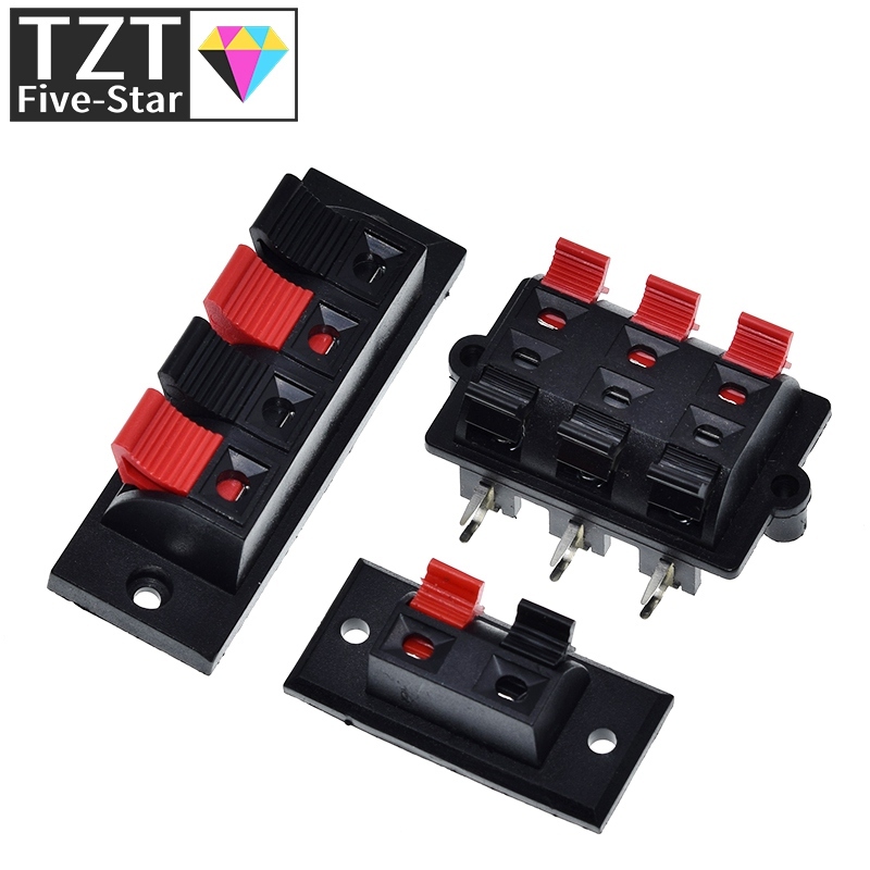 TZT  2 4 6  Way Spring Push Release Connector Speaker Terminal Strip Block