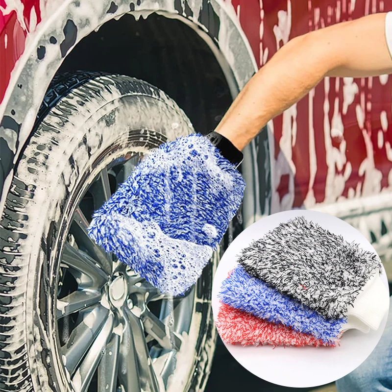 Plush Car Wash Mitt Microfiber Thick Car Cleaning Mitts Auto Wash Accessories Cleaning Tools dusting gloves