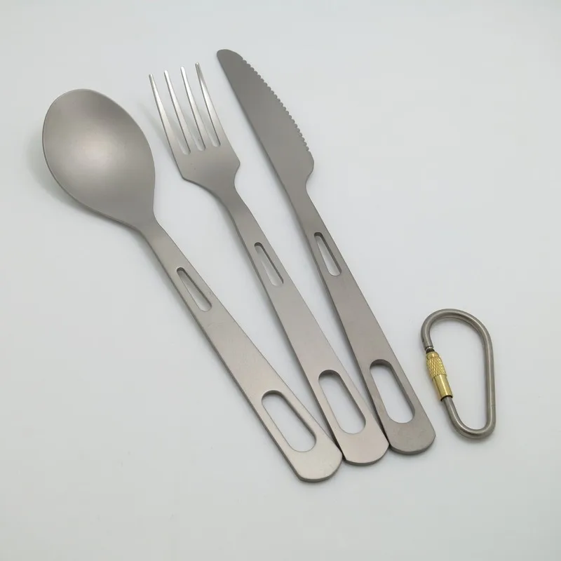 Pure Titanium Tableware Knife Fork Spoon Chopsticks Family Camping Cutlery Set Outdoor Portable Lightweight Cutlery for Picnic