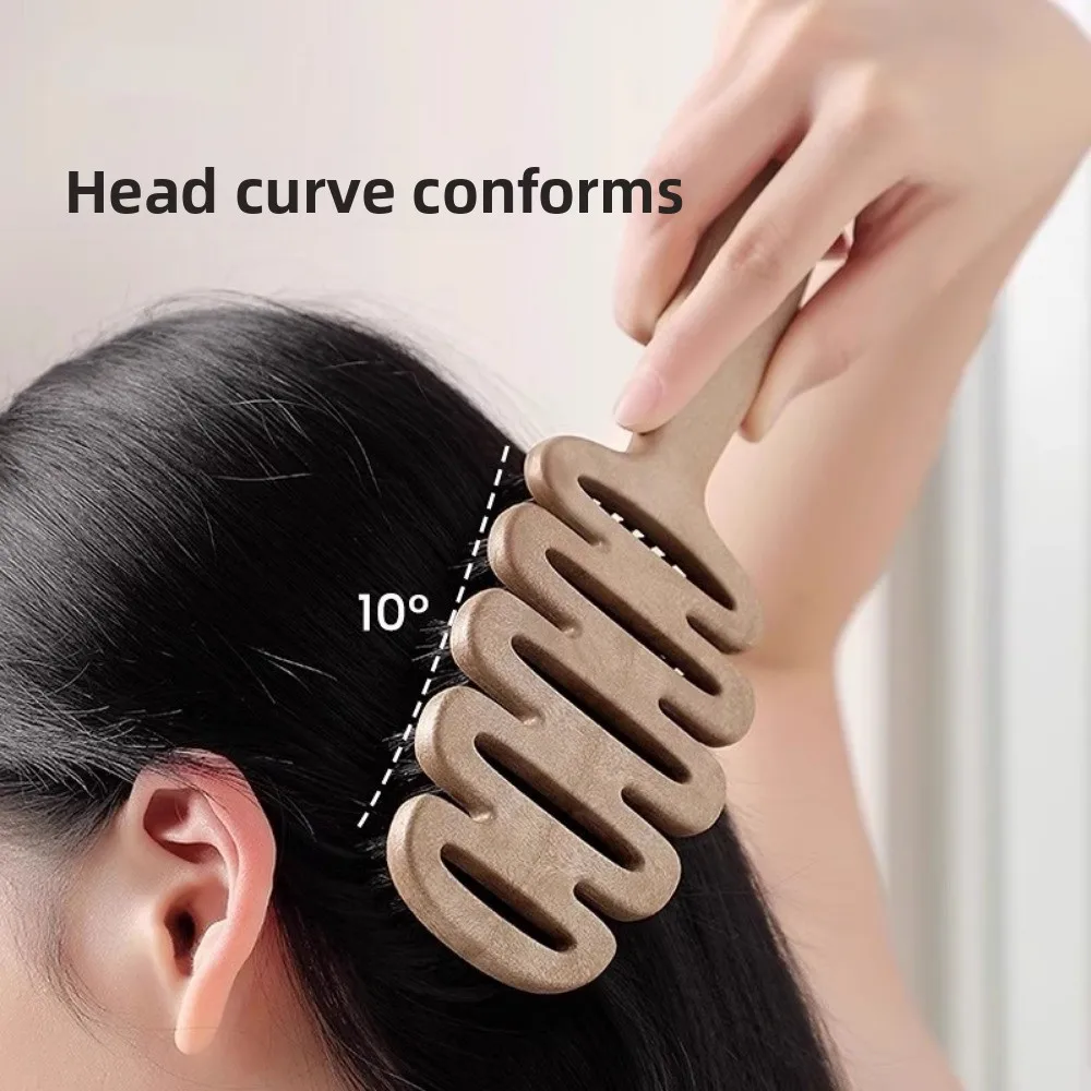 New Hollow Hair Comb Natural Boar Bristle Massage Brush with Handle Anti-Static Curly Hairbrush Salon Hairdressing Styling Tools