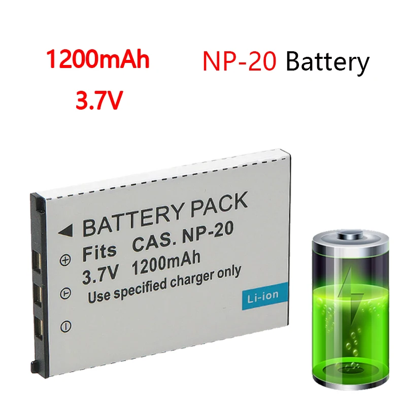 

1200mAh 3.7V Battery Pack Camera Batteries For Casio CNP-20 NP20 Exilim EX M1 M2 S1 S1PM S2 S3 S4 Z3 Z4 Z8 S100