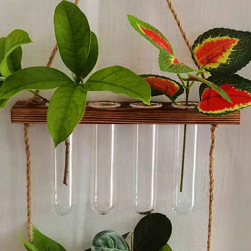 4 Pcs Hydroponic Vase Flower Pots Glass Test Tubes for Plants Convenient Flat Propagation Water Flowers Hanging Planter 3