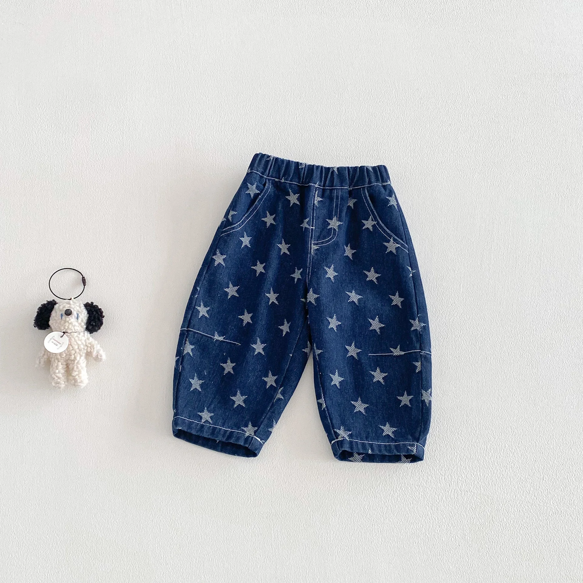 Vêtements décontractés pour enfants de 0 à 5 ans, pantalons en Denim pour bébés filles et garçons, motif étoile, taille élastique, mignon, mode, usage quotidien