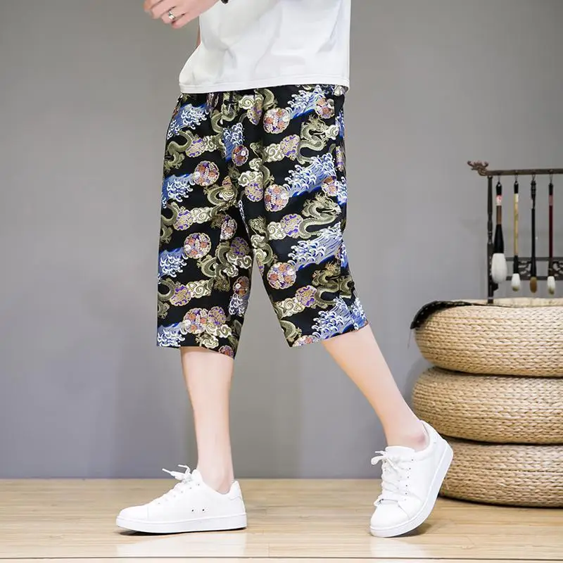 2024 New Summer Holiday Style Oversized Loose Casual Retro American Retro Men's Wear Handsome Cotton Linen Pockets Chic Pants