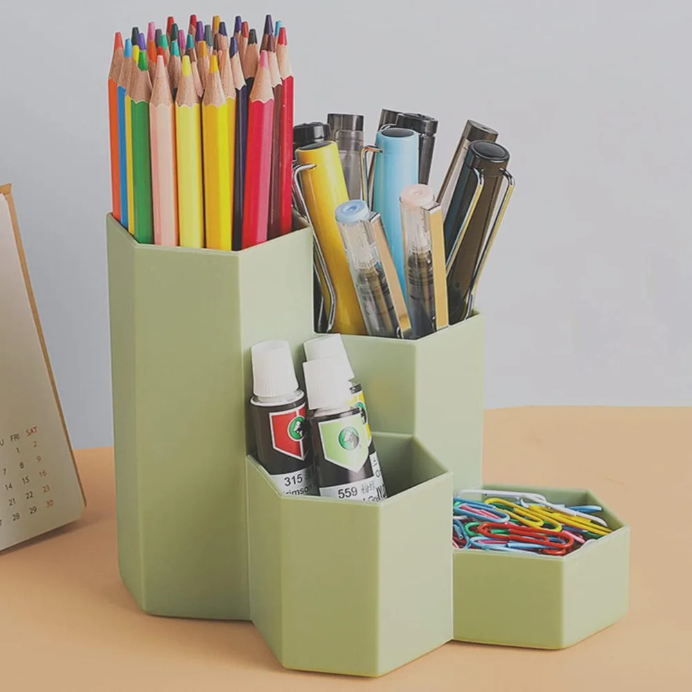 Green Multi-function desk organizer Plastics Cover cute pen holder Makeup storage Office pen holder stationery organizer