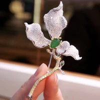 Flower Brooch Romantic For Women Fine Jewelry Female Gift 925Sterling Silver With Cubic Zircon Free Shipping 1