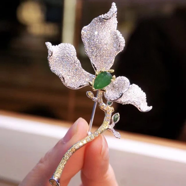 Flower Brooch Romantic For Women Fine Jewelry Female Gift 925Sterling Silver With Cubic Zircon Free Shipping 1