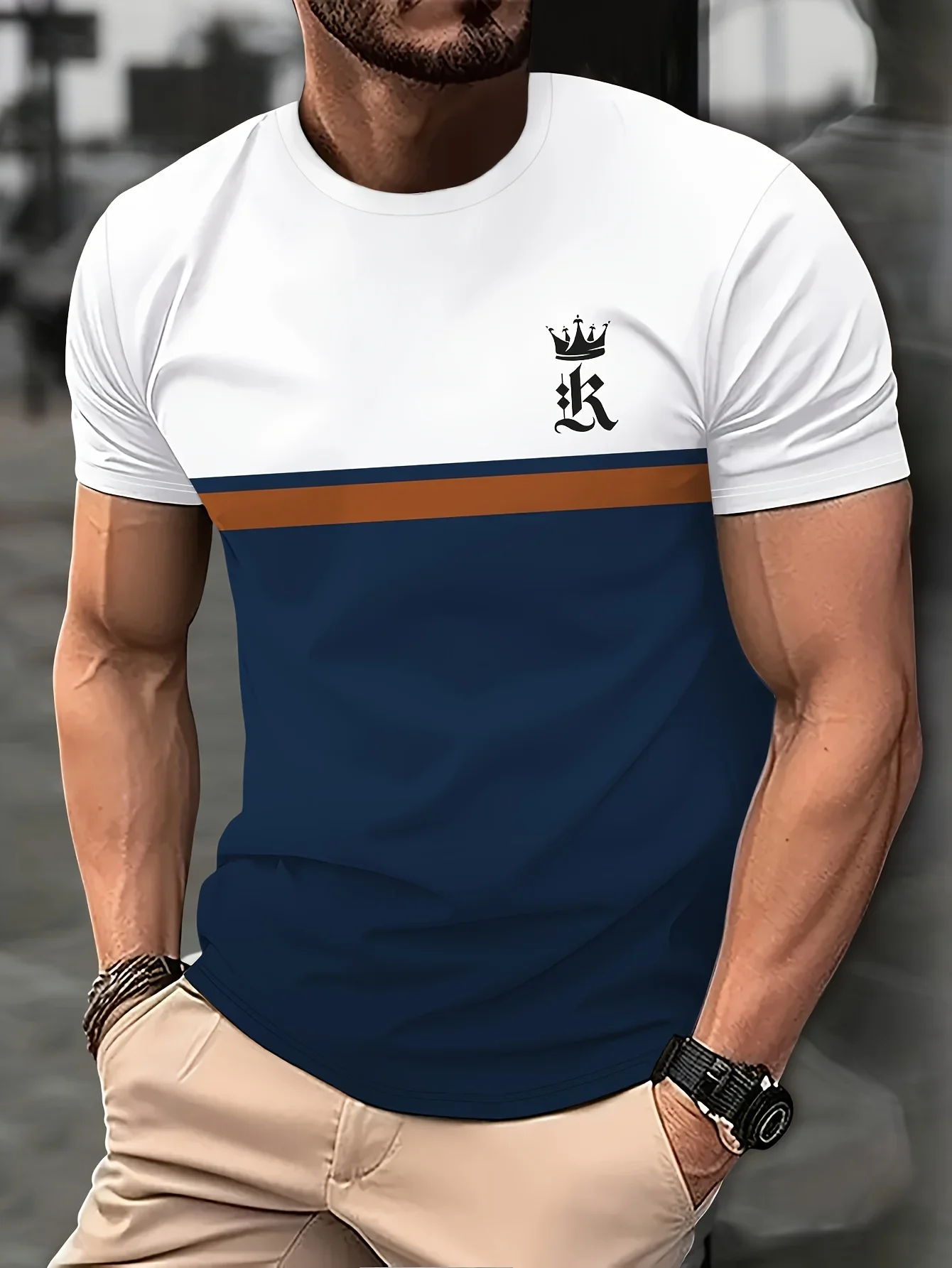 Polyester Short Sleeve Casual T Shirt for Men