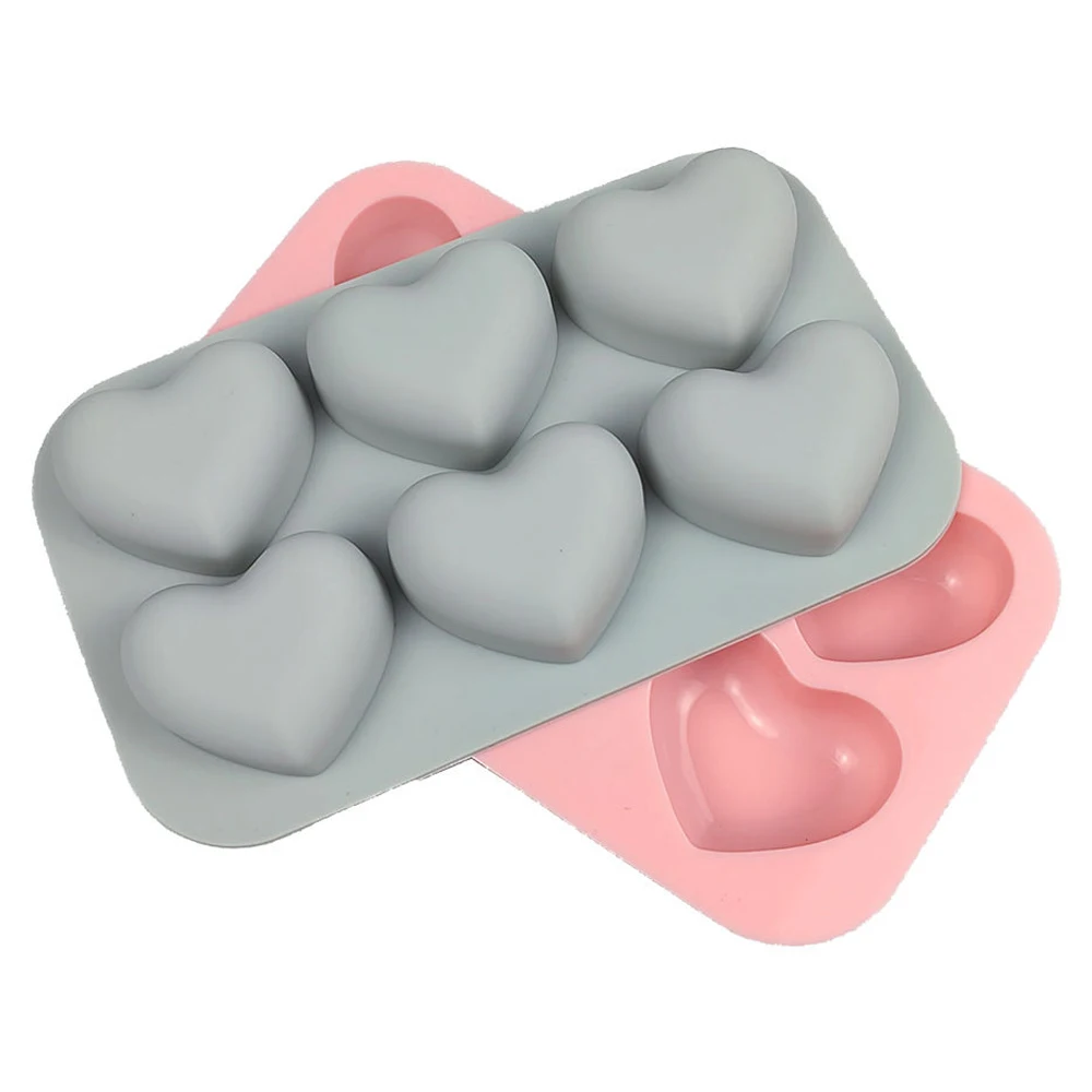 Soap Silicone Mold 6 Cavities Valentine Heart Handmade Soap Making Mould DIY Chocolate Baking Candle Molds Supplies Home Decor