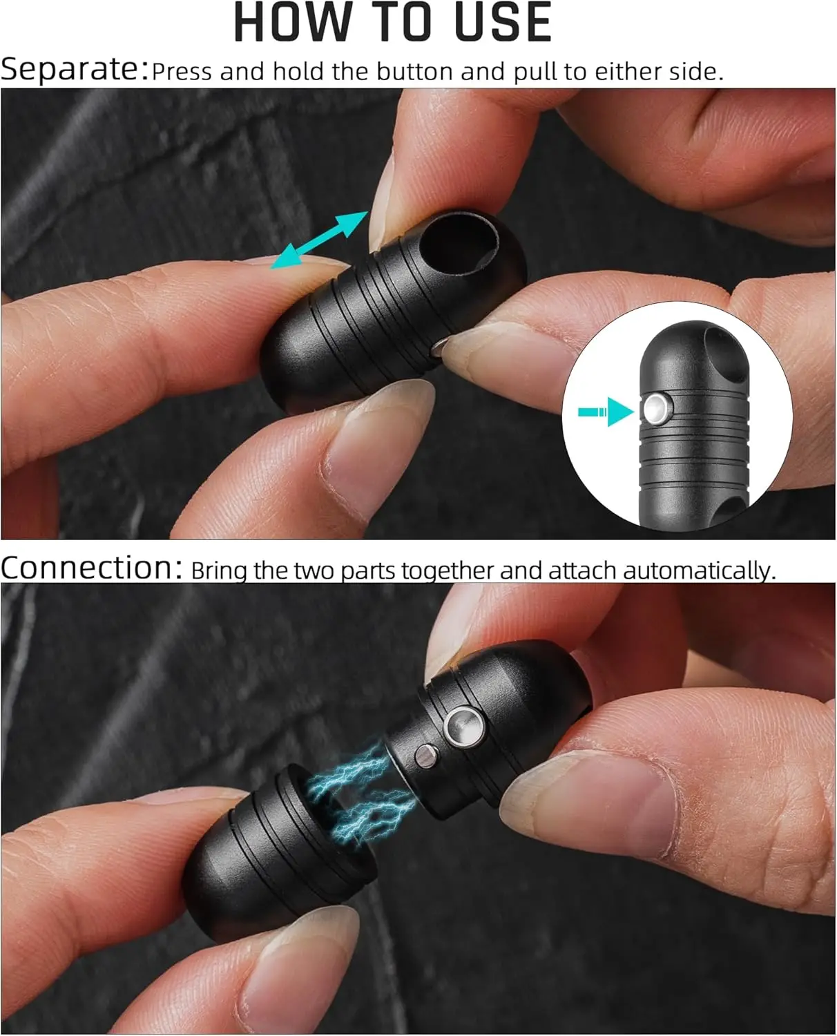TIMULTI Round Carabiner Clip,and Magnetic Quick Release Keychain,Detachable Rotatable Key Chain Connector 5