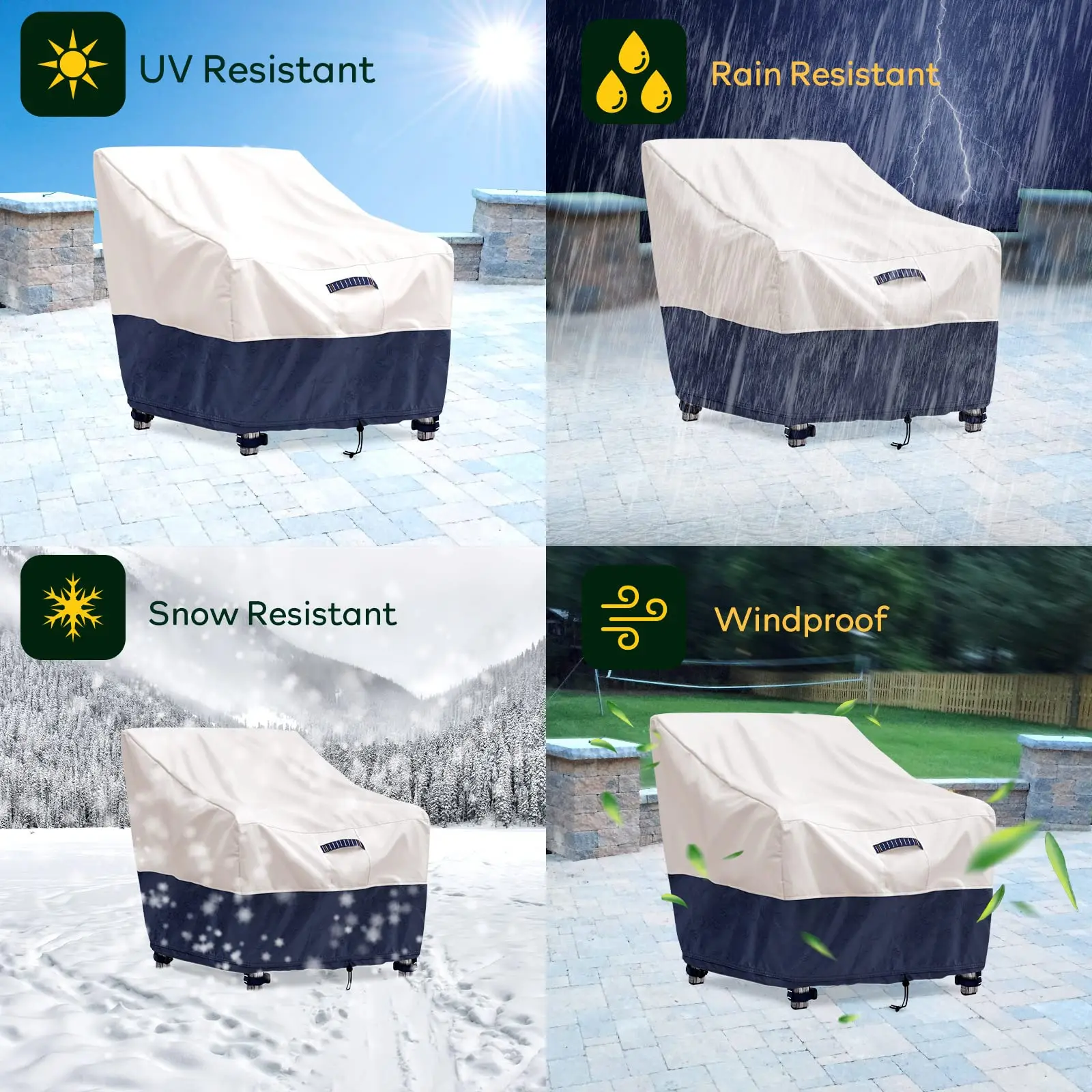 2 Pack Outdoor Chair Covers 100% Waterproof Patio Furniture Covers Protector 600D Oxford Heavy Duty Lawn Garden Furniture Cover 3
