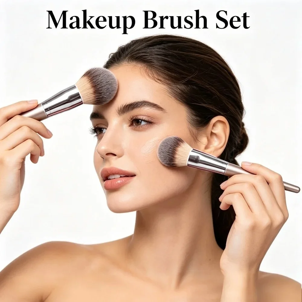 Set completo di pennelli per il trucco da 10 pezzi, morbidi e soffici, per fondotinta, cipria, fard, correttore, ombretto, strumento professionale per il trucco - immagine 5