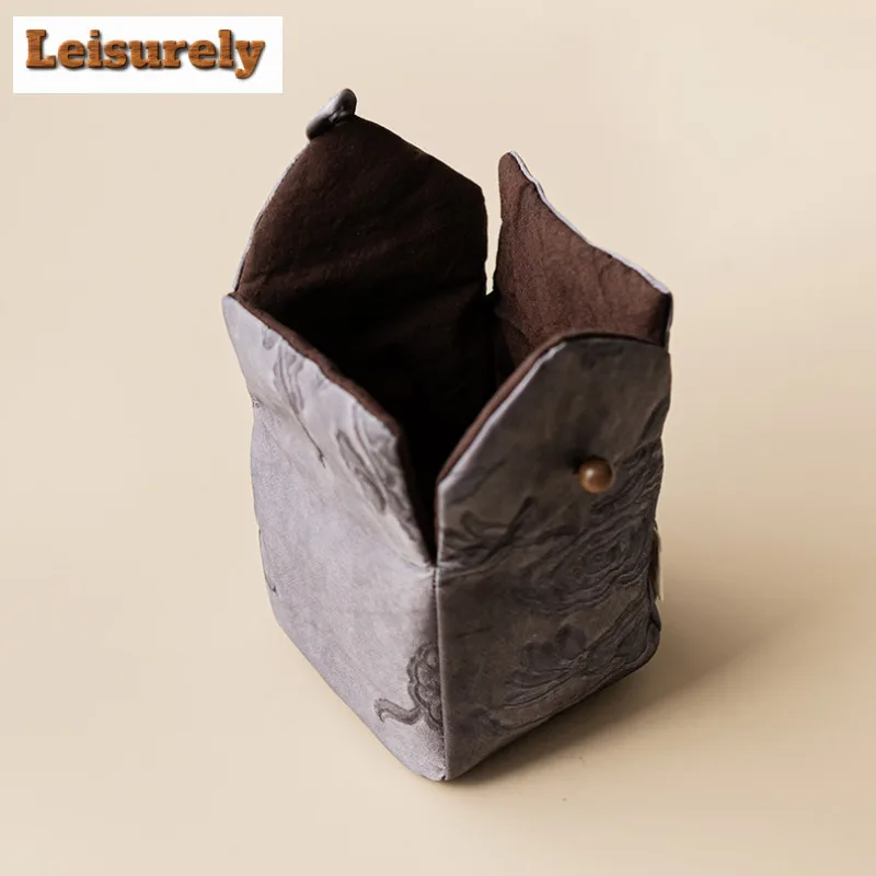 Chinese Thickened Xiangyun Silk Tea Cozies Zen Tea Dish Bag Tea Cozy for Teapot Hand Bag Travel Tea Set Bag for Tea Accessories