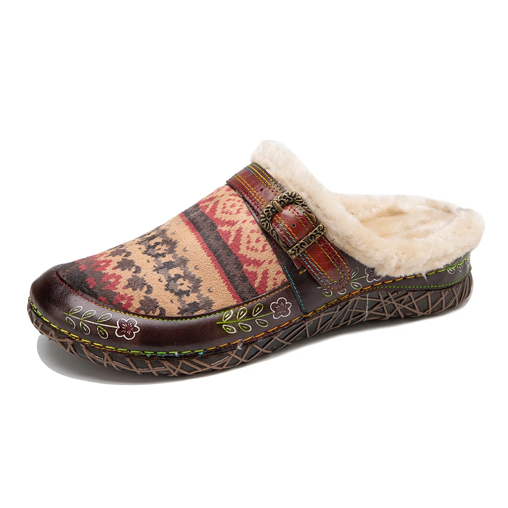 

2022 Autumn Winter New Female Footwear Fur Slippers Cross-Border Retro Flats Soft Indoor Outdoor Women's Warm Slides Mules Shoes