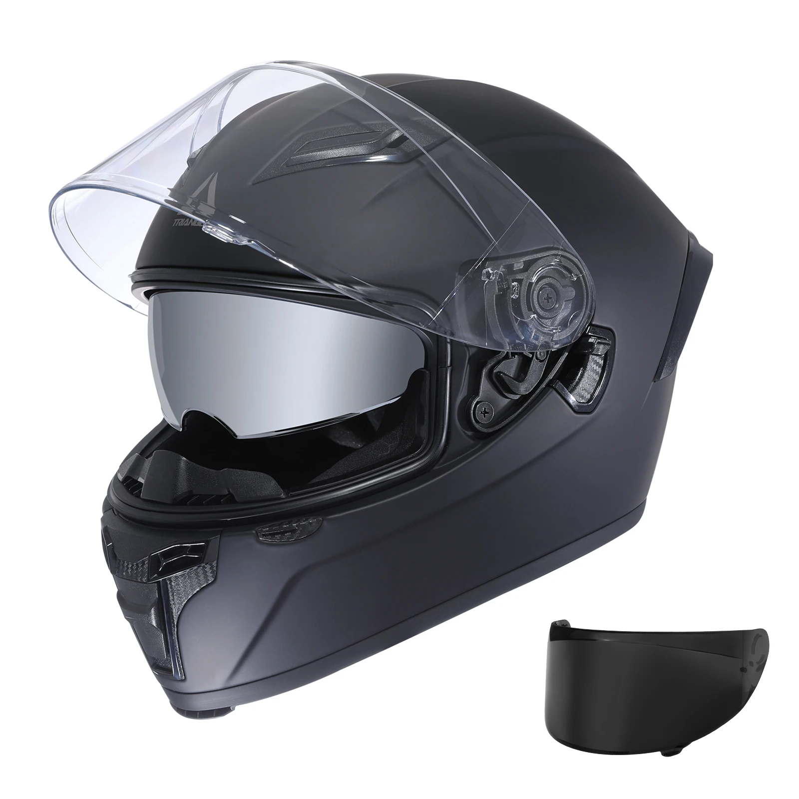 Full Face Motorcross Helmet with Dual Lens Wide Vision Motorcycle Helmets for Men and Women DOT Approved FF351 TRIANGLE