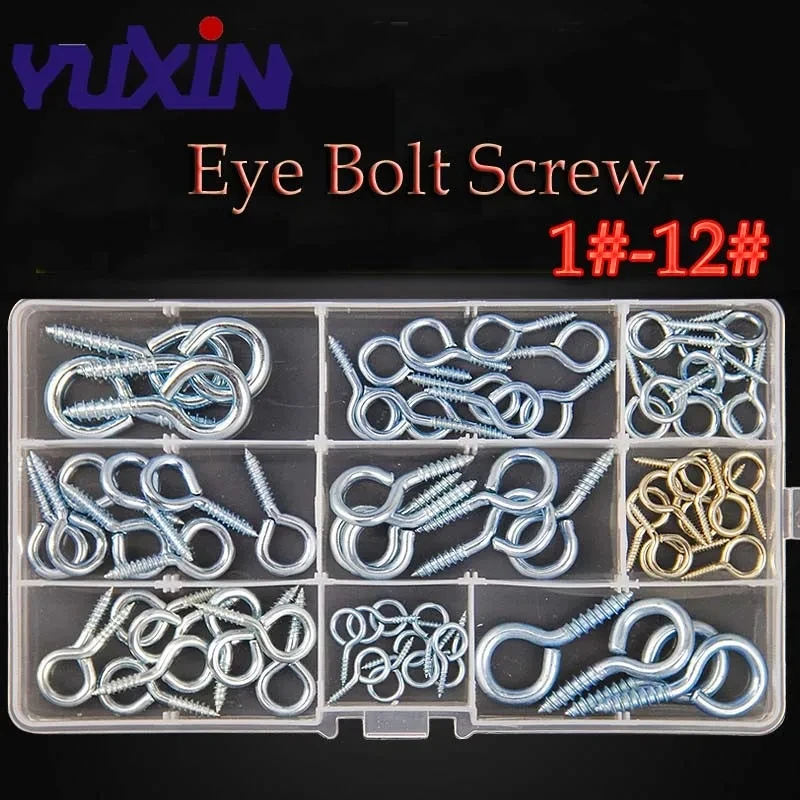 Heavy Duty Eye Hook/Ring Pack Wood White Plated Self-tapping Screw Sheep Eye  Screws Hooking Bolts Different Size Check Order Set - AliExpress