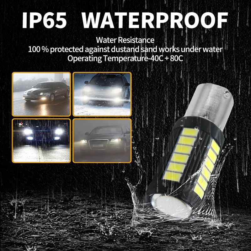 2PCS 5730 5630 33SMD Car LED Bulb 1156 P21W BAU15S P21/5W 1157 P21W 7440 W21W W21/5W 7443 12V Turn Signal Light Reverse Lamp