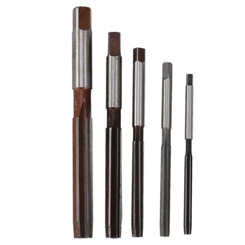 5Pcs Flutes Hand Reamers Set H8 Chucking Straight Shank Hand Reamers
