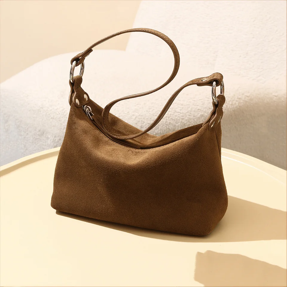 MoreFarther Women's Tote Shoulder Bag - Suede & Cowhide Crossbody Purse With 2 Removable Straps, Frosted Leather - View #4