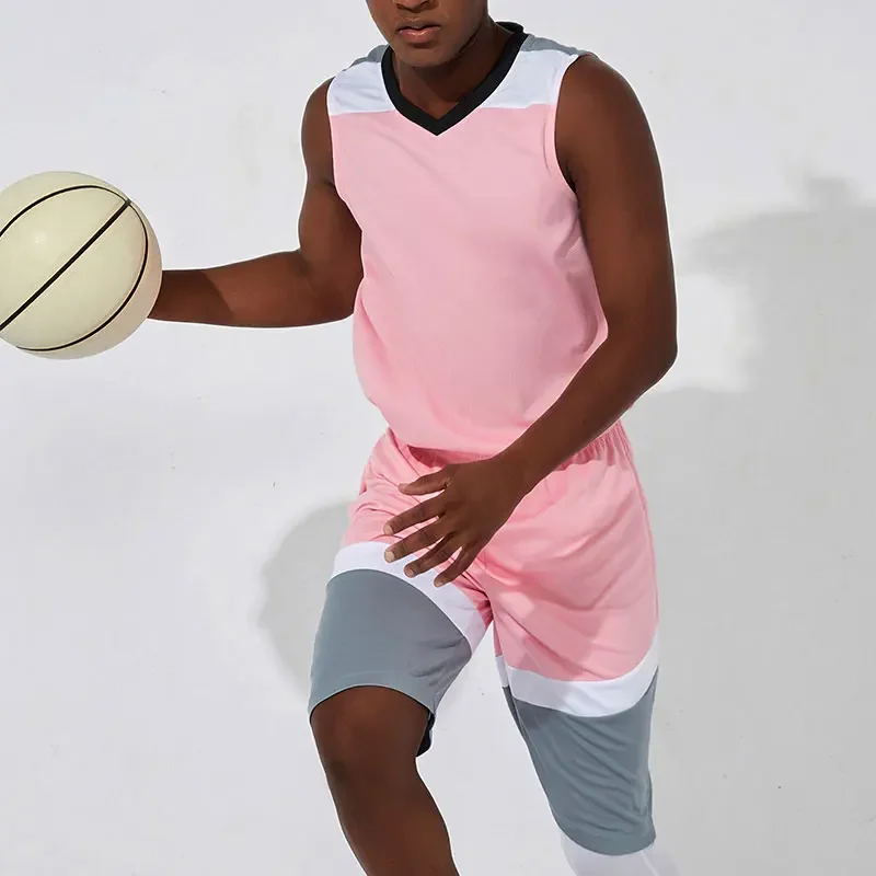 2pcs Set Men Basketball Football Jerseys Fitness Running Sport Clothes Jogging Marathon Athletic Training Plus Size Sportswear