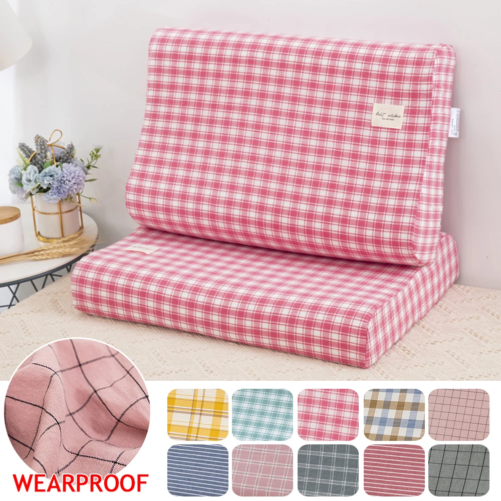 

30x50/40x60cm Headrest Pillowcase Cotton Latex Pillow Case Cover Soft Solid Color Plaid Sleeping Pillowcase For Memory Foam