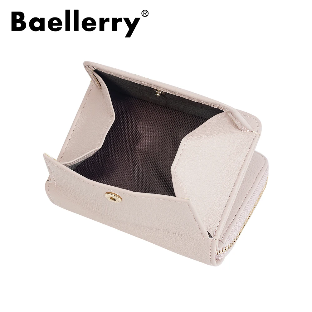 Baellerry Ins Fashion Accordion Card Wallet for Women, Mini Zip Around Purse with ID Window, Luxury Small Money Clip Wallet for