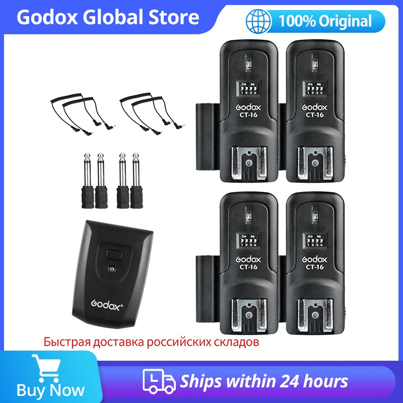 Godox CT-16 16 Channels Wireless Radio Flash Trigger Transmitter + 4pcs Receiver Set for Canon Nikon Olympus Pentax Studio Flash flash trigger