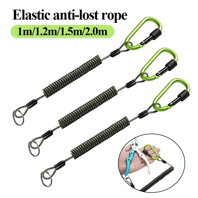 Lanière anti-perte télescopique élastique 1 à 2 mètres avec mousqueton pour clés accessoires