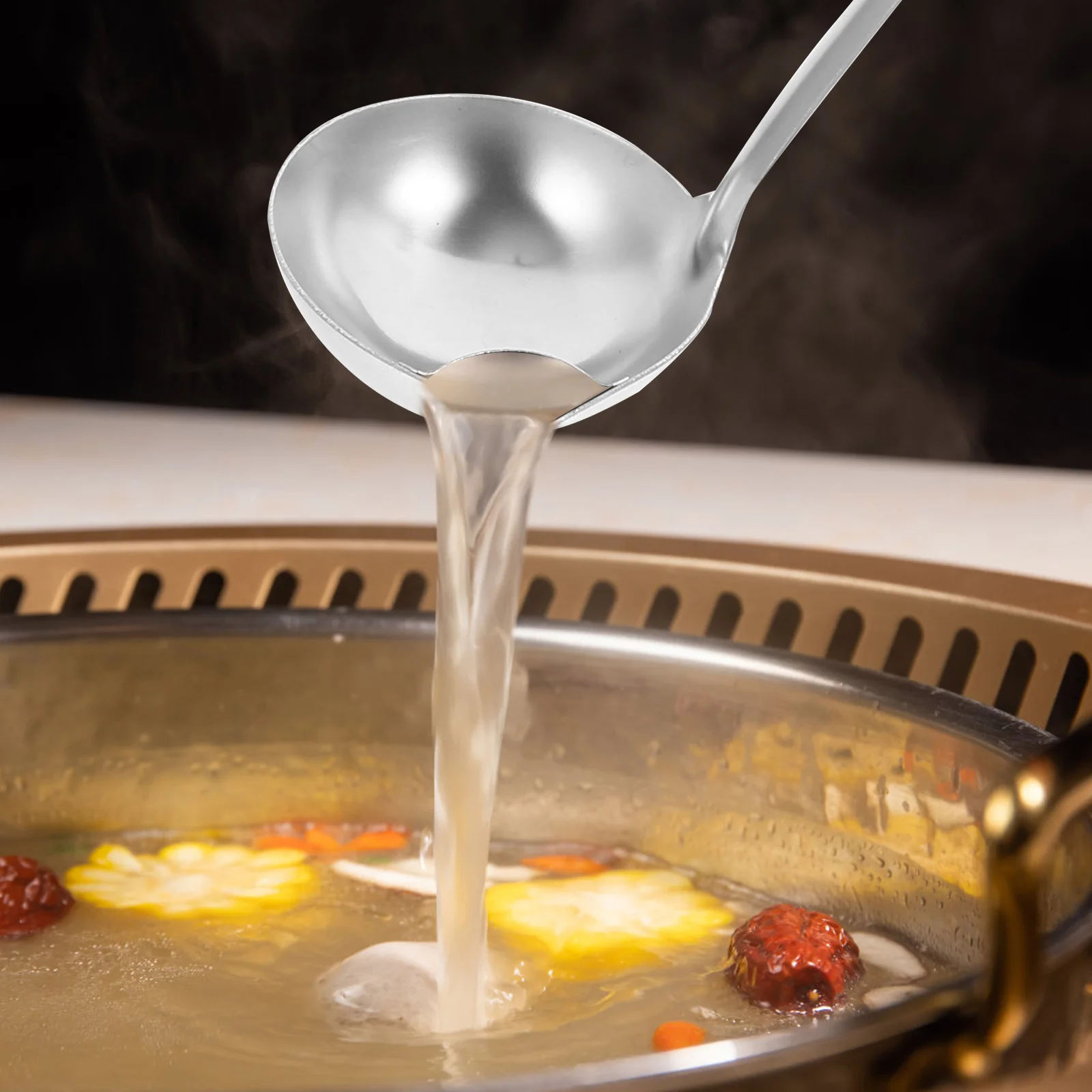 Separate Grease Spoon Ladle Oil Filter Soup Spoons Gold Fryer Kitchen Colander Stainless Steel