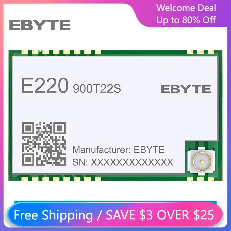 CDEBYTE LLCC68 LoRa Module  E220-900T22S 873.125MHz 22dBm SMD Long Range IPEX/Stamp Hole UART WOR Wireless Transmitter Receiver e220 900t30s llcc68 lora module rssi ism 868mhz 915mhz 30dbm module lora spread spectrum fsk smd uart interface ipex