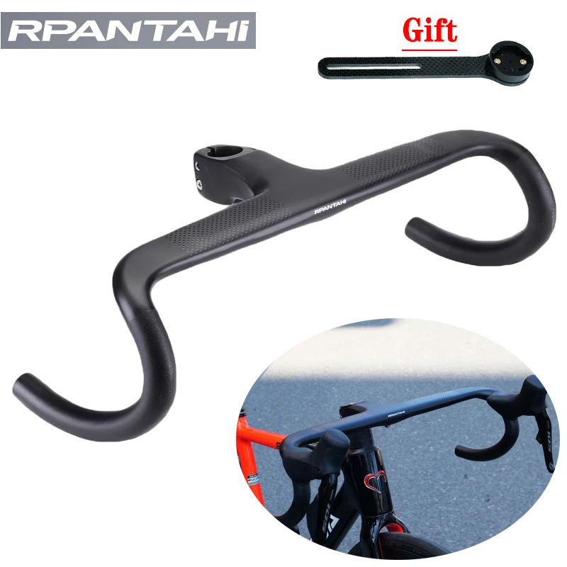 Guidon De Vélo De Route En Carbone T800 - Intégré - Largeurs 380/400/420mm - Angle -6° - Pour Fourche 28.6 Mm