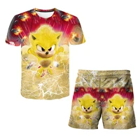 Ensemble T-shirt 3D Sonic The Hedgehog 2026 pour garçons et filles : Haut et short d'été mignons - Cadeau d'anniversaire à manches courtes pour enfants 5