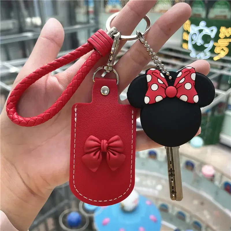 Disney Mickey Minnie Mouse Cartoon Keychain Key Rings Key Case Cover for Control Dust Cover Holder Organizer Home Supplies cartoon keychain