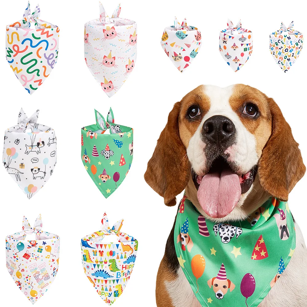 Бандана для собак на день рождения, рождественские треугольные шарфы для собак, нагрудники для собак, пляжные банданы для маленьких и средних собак, аксессуары