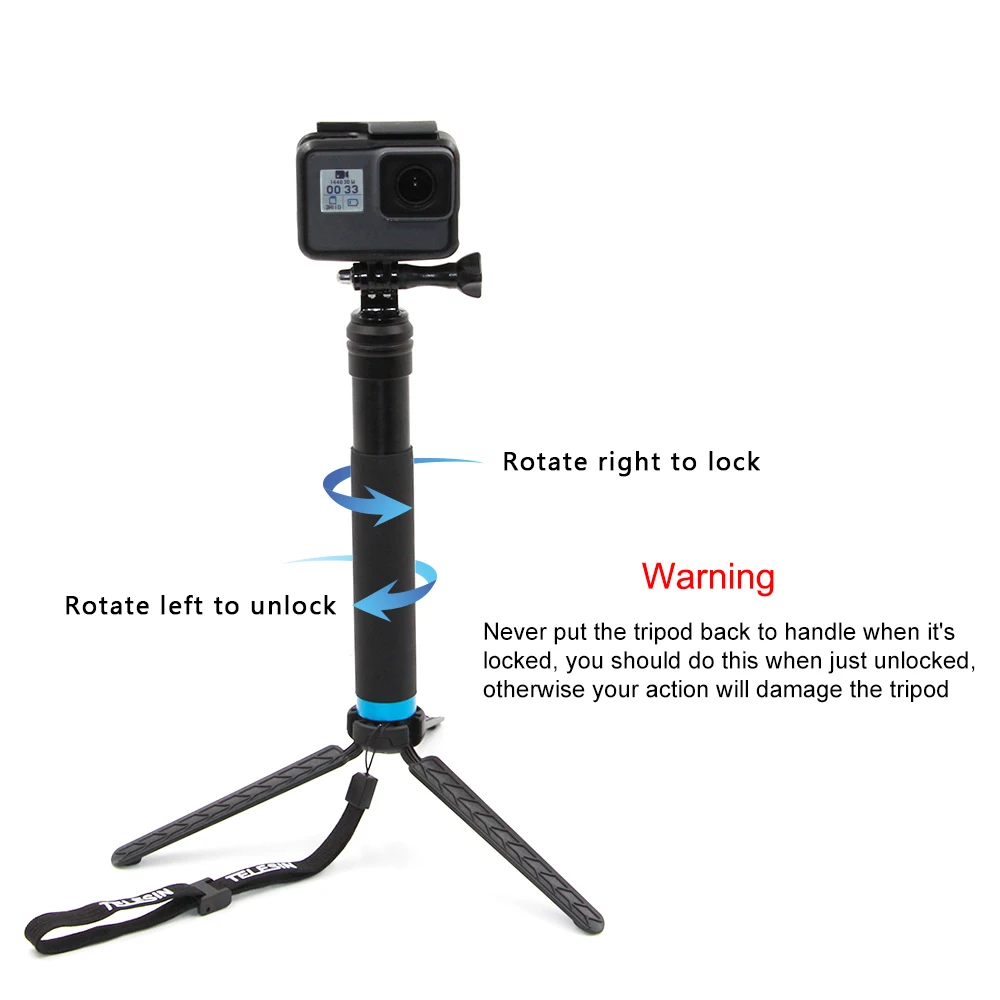TELESIN do GoPro Selfie Stick składany statyw uchwyt na