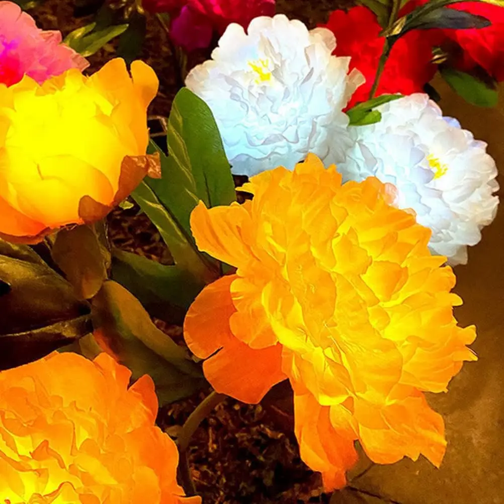 Solar Peony Flower Lights Home Decoration Landscape Lamp Waterproof Outdoor for Yard Garden Porch Lawn Backyard Decor Lighting 5
