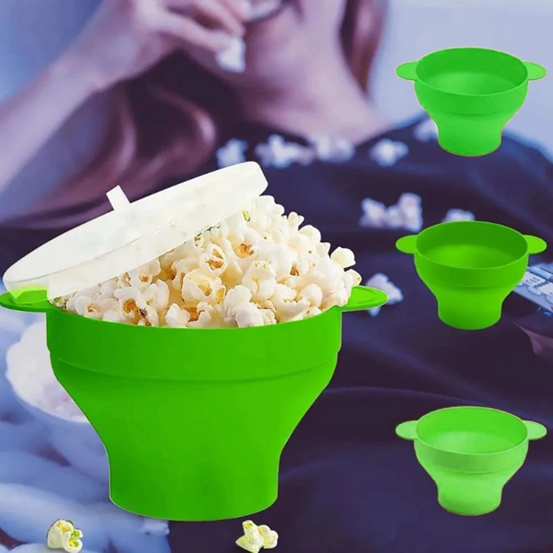Popcorn Microwave Silicone Foldable Kitchen Easy Tools DIY Popcorn Bucket Bowl Maker With Lid