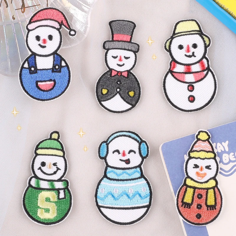 

Cartoon Snowman Embroidery Patches For Clothing Women Men Diy Self-adhesive Patch Appliques Clothes Hats Stickers
