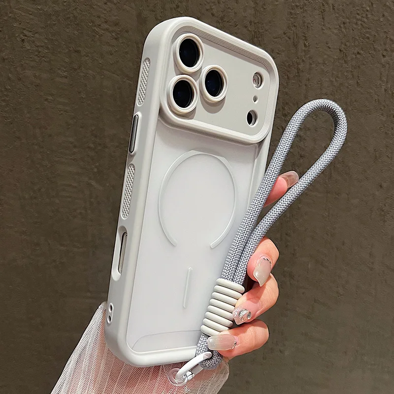 Luxury Matte Transparent Phone Case with Soft Lanyard and Magnetic Bumper Cover