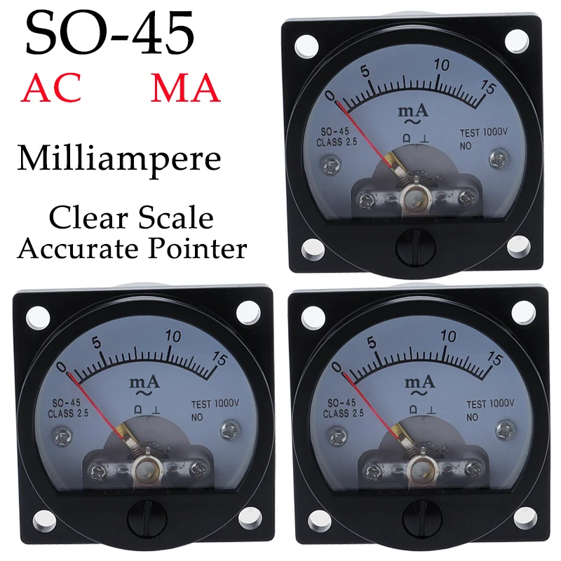 SO-45 AC mA Ammeter Pointer Analog Circular Marine Plastic Instrument Measuring Current Tools Factory Wholesale Genuine