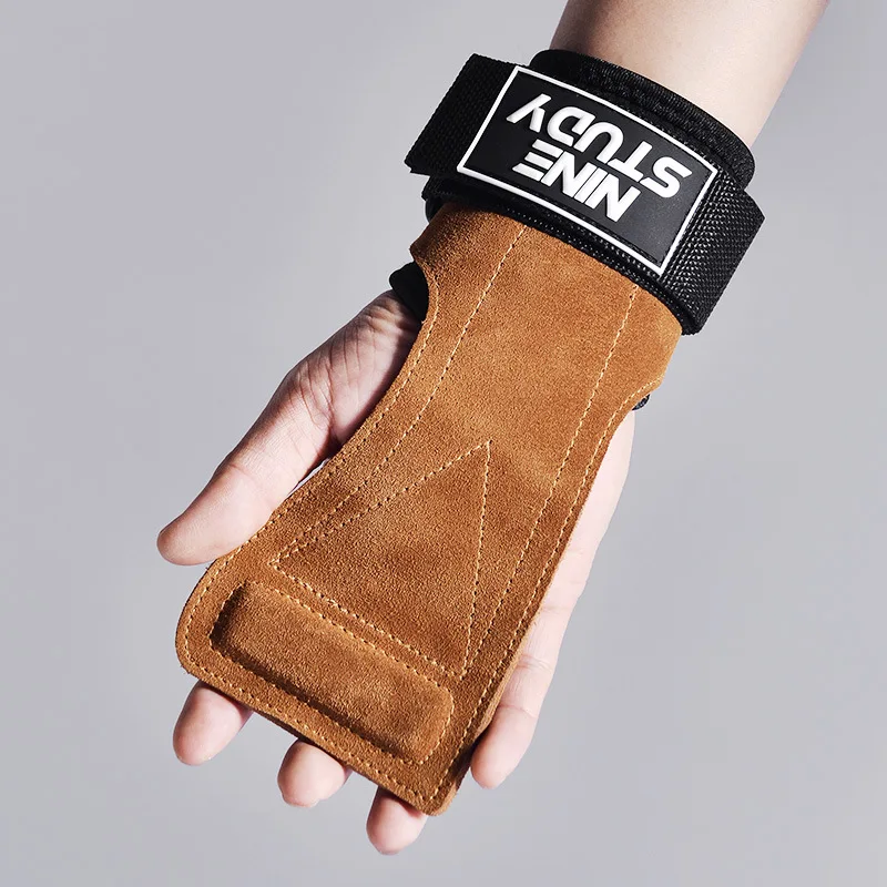 Cowhide Gym Gloves Grips Anti-Skid Weight Power Belt Lifting Pads Deadlift Belt Workout Crossfit Fitness Gloves Palm Protection 2